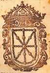 Escudo de Navarra en una publicaci�n de 1628 con la corona real, porque sigue siendo un reino